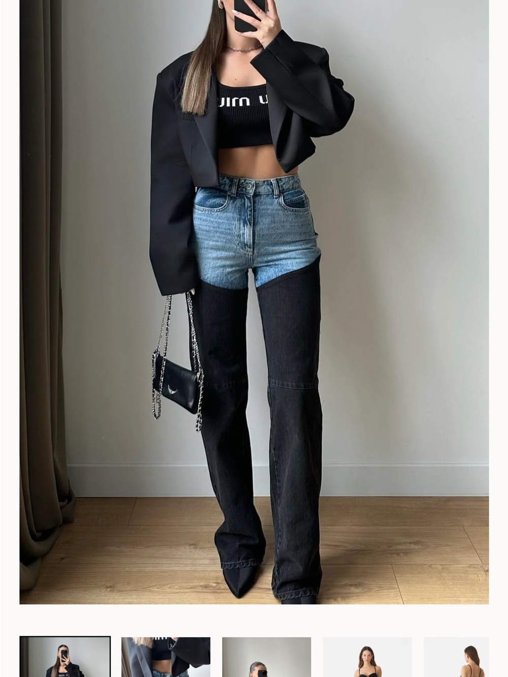 Two-Tone High-Rise Women’s Jeans - Black & Light Blue